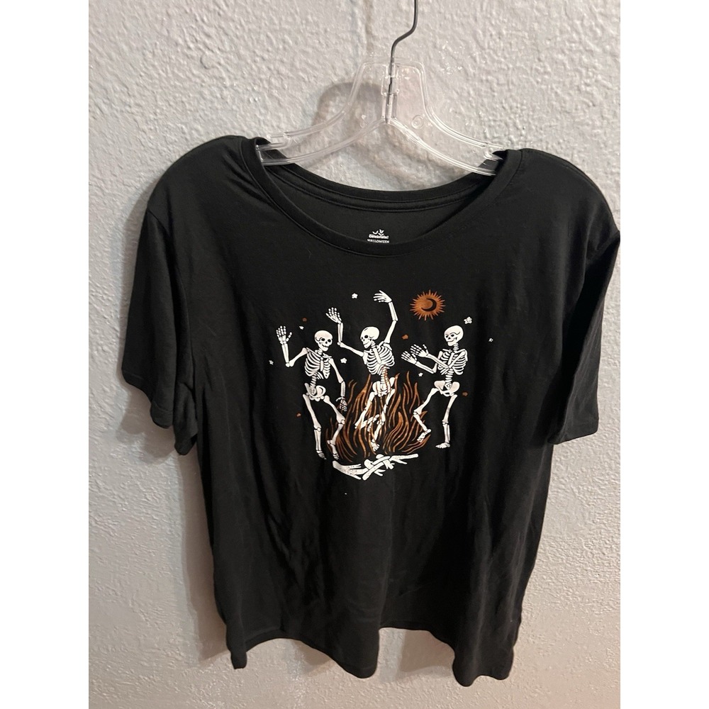 Womens Black Halloween Short Sleeve T-Shirt Size XXL 20